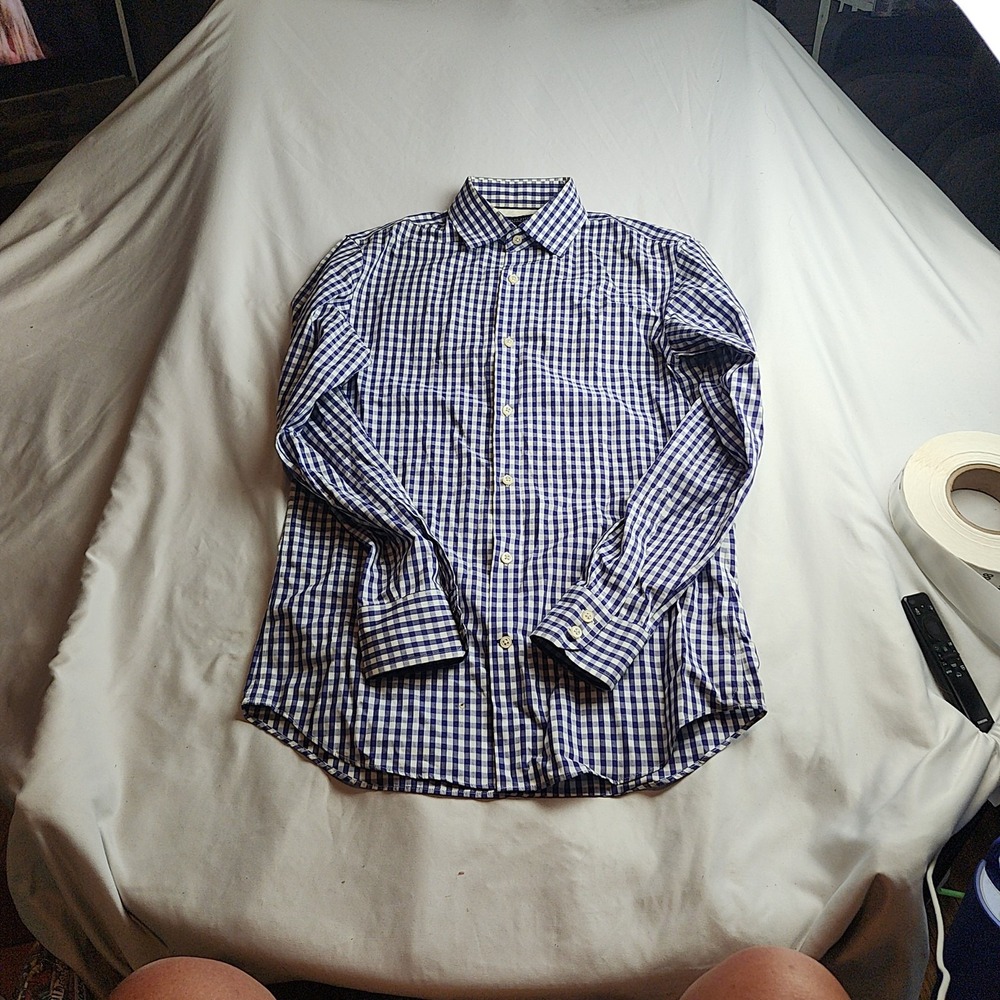 Banana Republic Button-Down Shirt Gingham Blue White Men's Size Small